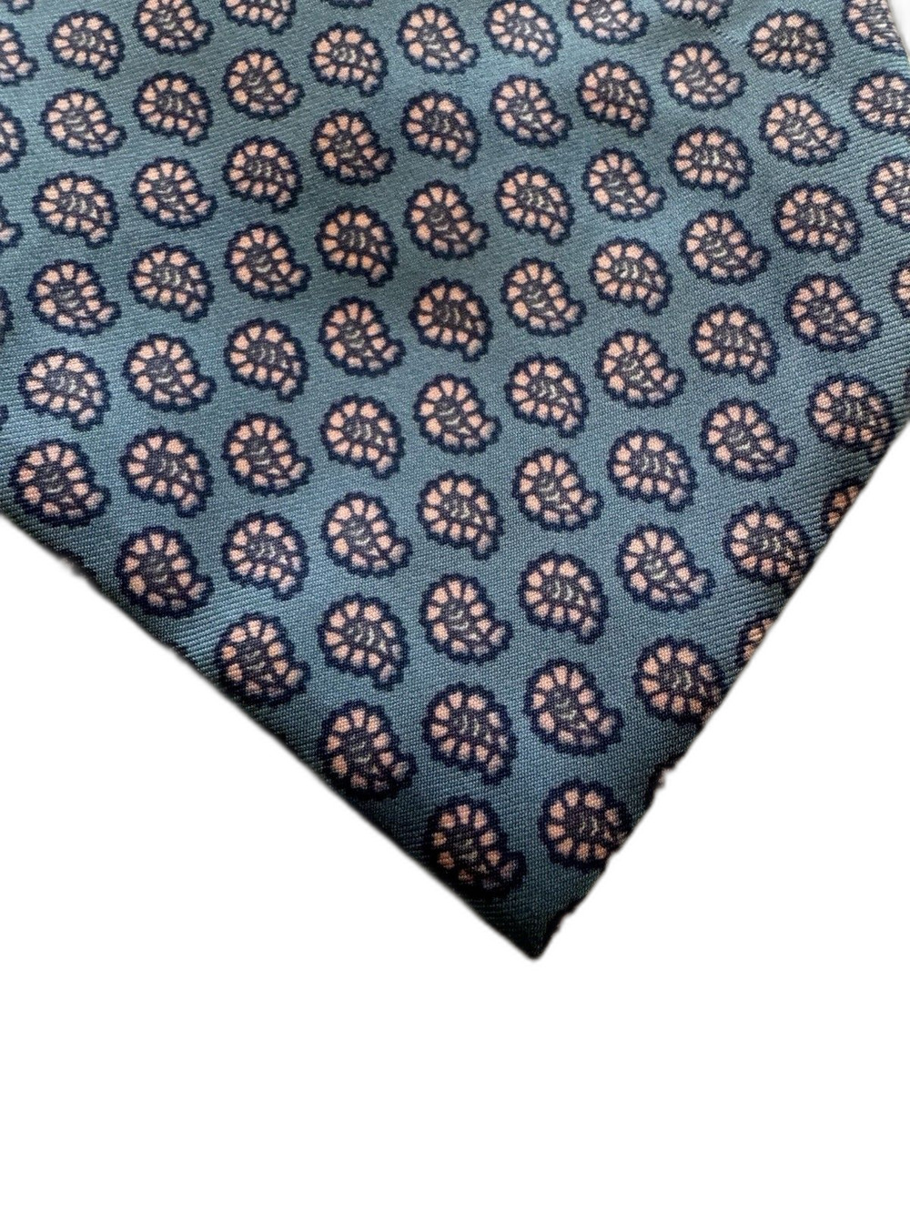 Christian Dior Blue Pink Paisley Silk Tie Woven Logo Accent Designer One Size - Picture 2 of 7